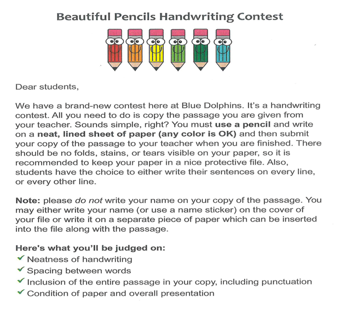 Beautiful Pencils Handwriting Contest